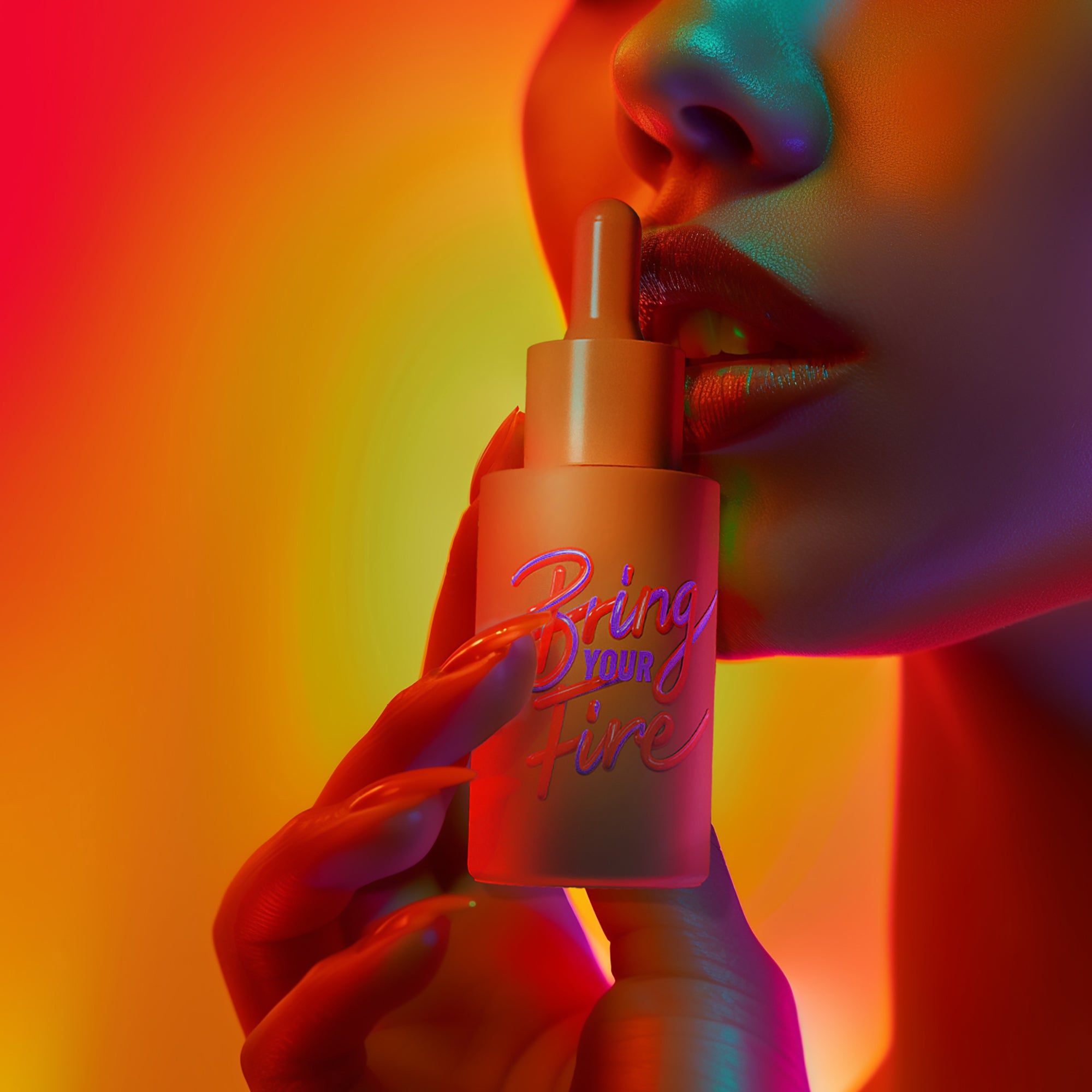 Bring Your Fire Facial Oil -  Mood-Boosting Face Oil - Model View - Orange - HotChi