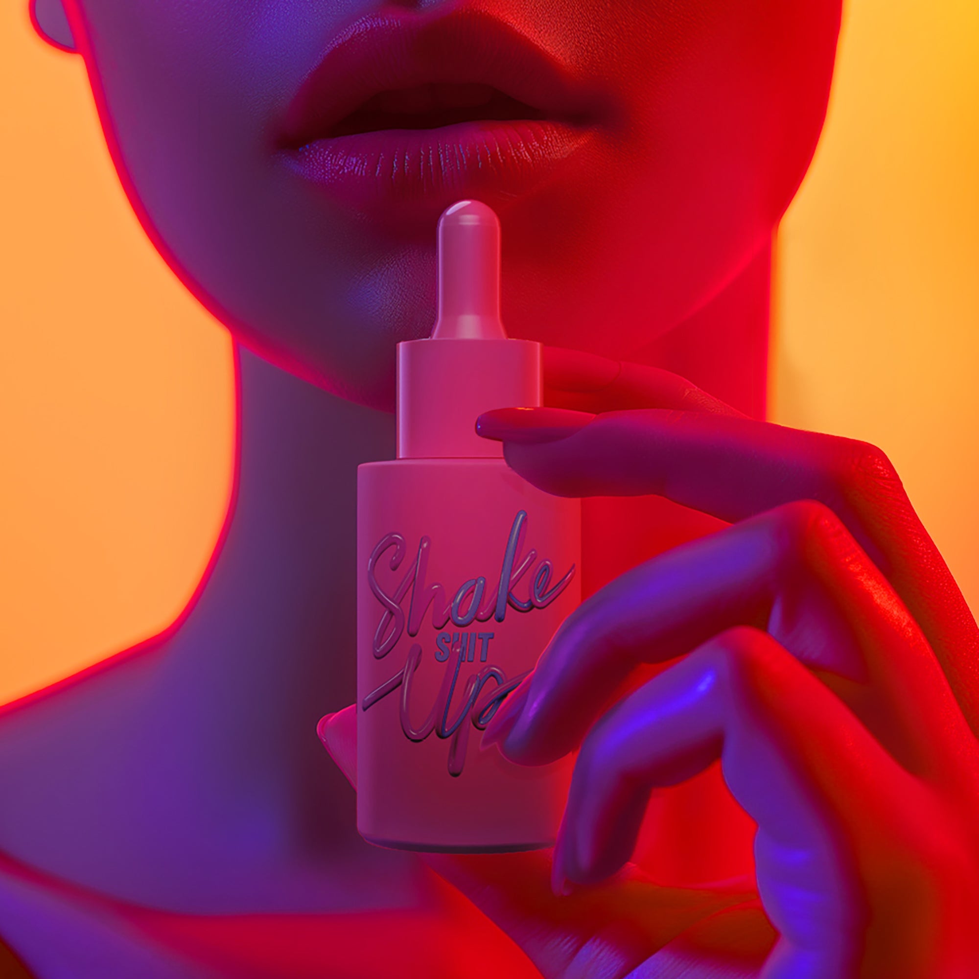 Shake It Up Facial Oil - Mood-Boosting Face Oil - Model View - Red - HotChi