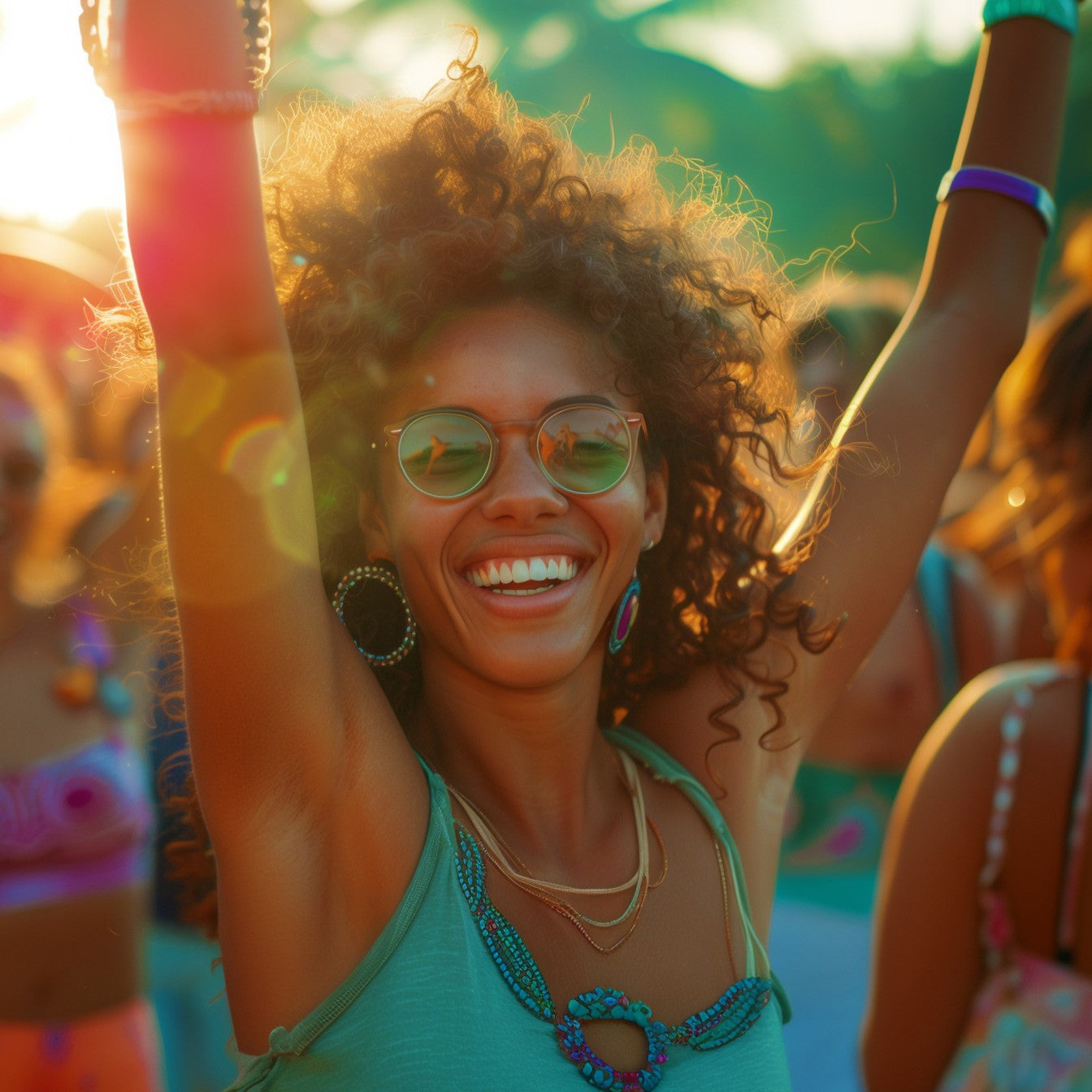 Happy woman in a festival enjoying HotChi benefits
