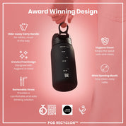Leak Proof Small Water Bottle With Straw, Recyclon, Black, 350ml (12oz)