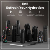 Leak Proof Small Water Bottle With Straw, Recyclon, Black, 350ml (12oz)