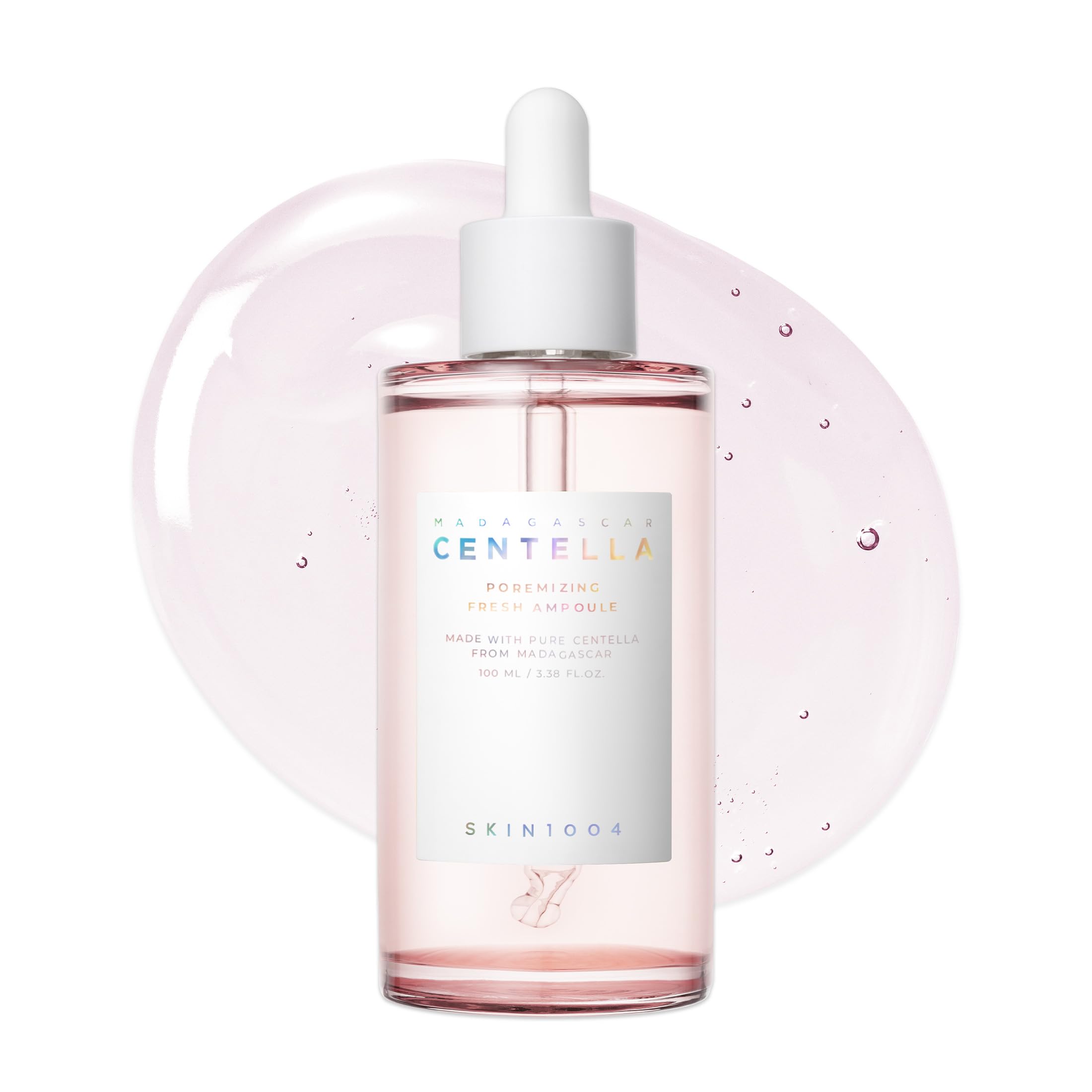 Skincare bottle with dropper labeled 'Centella' on a white background