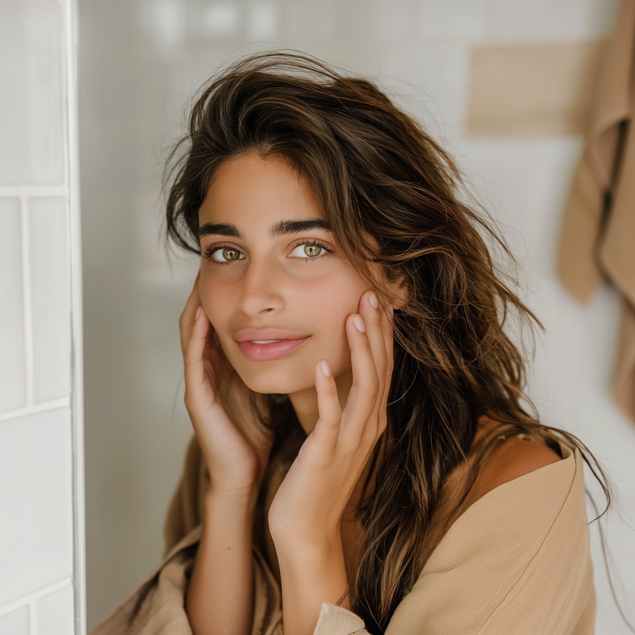 Woman Skincare Routine smiling at the camera