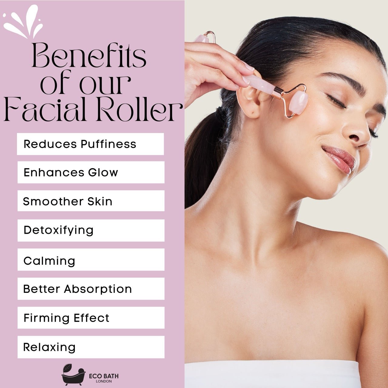 Jade Face Roller - Rose Quartz