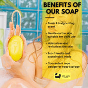 Lime Soap on a Rope 220g - Luxury Eco-Friendly Lime Soap, Refreshing Body Wash Bar with Shea Butter