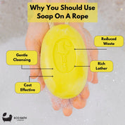 Lime Soap on a Rope 220g - Luxury Eco-Friendly Lime Soap, Refreshing Body Wash Bar with Shea Butter