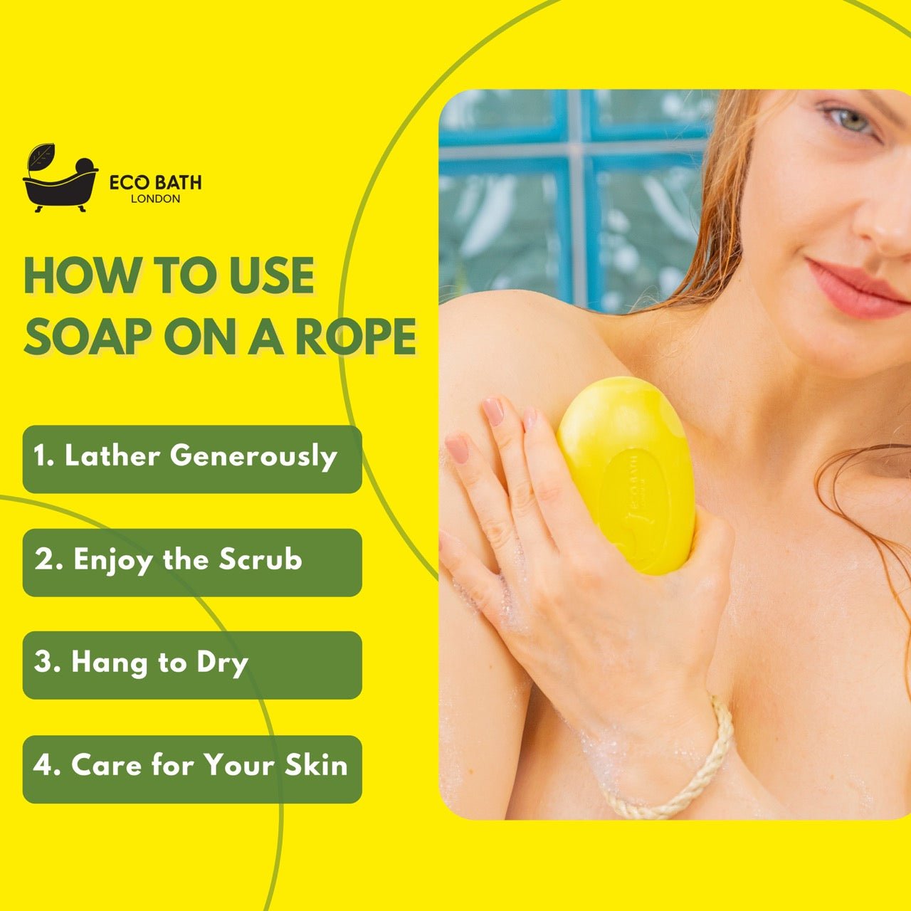Lime Soap on a Rope 220g - Luxury Eco-Friendly Lime Soap, Refreshing Body Wash Bar with Shea Butter