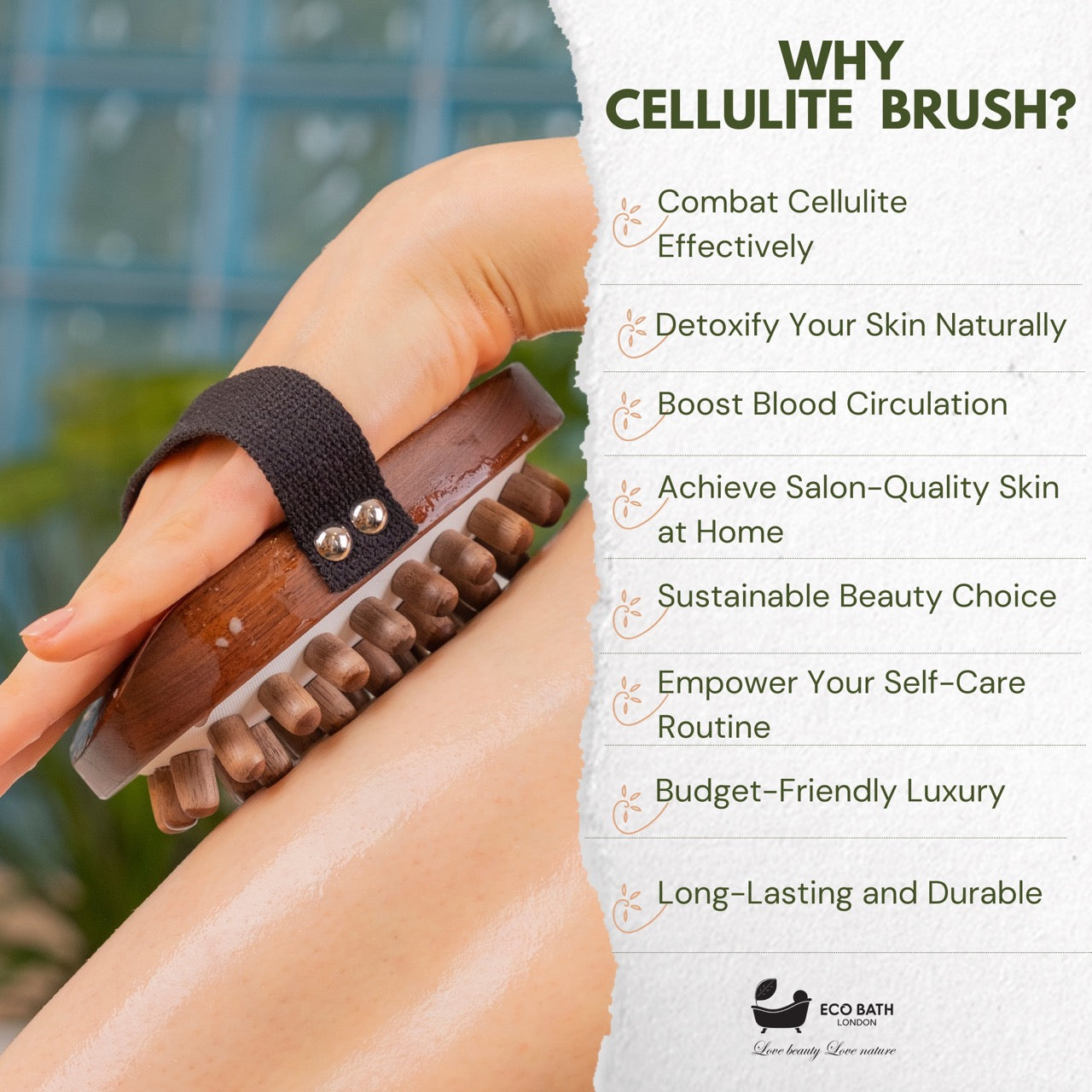 Walnut Wood Cellulite Hand Brush - Luxurious Cellulite Treatment Brush