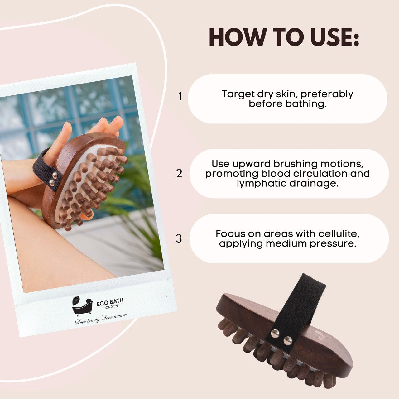 Walnut Wood Cellulite Hand Brush - Luxurious Cellulite Treatment Brush