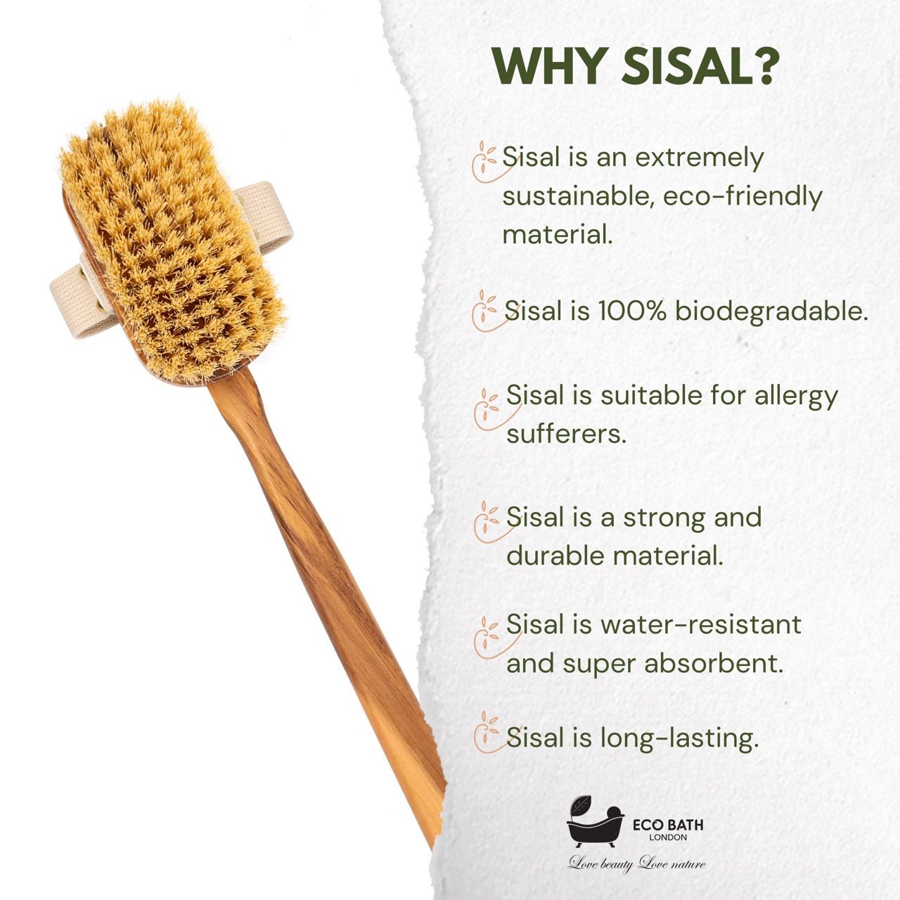Luxury Natural Sisal Olive Wood Body Brush