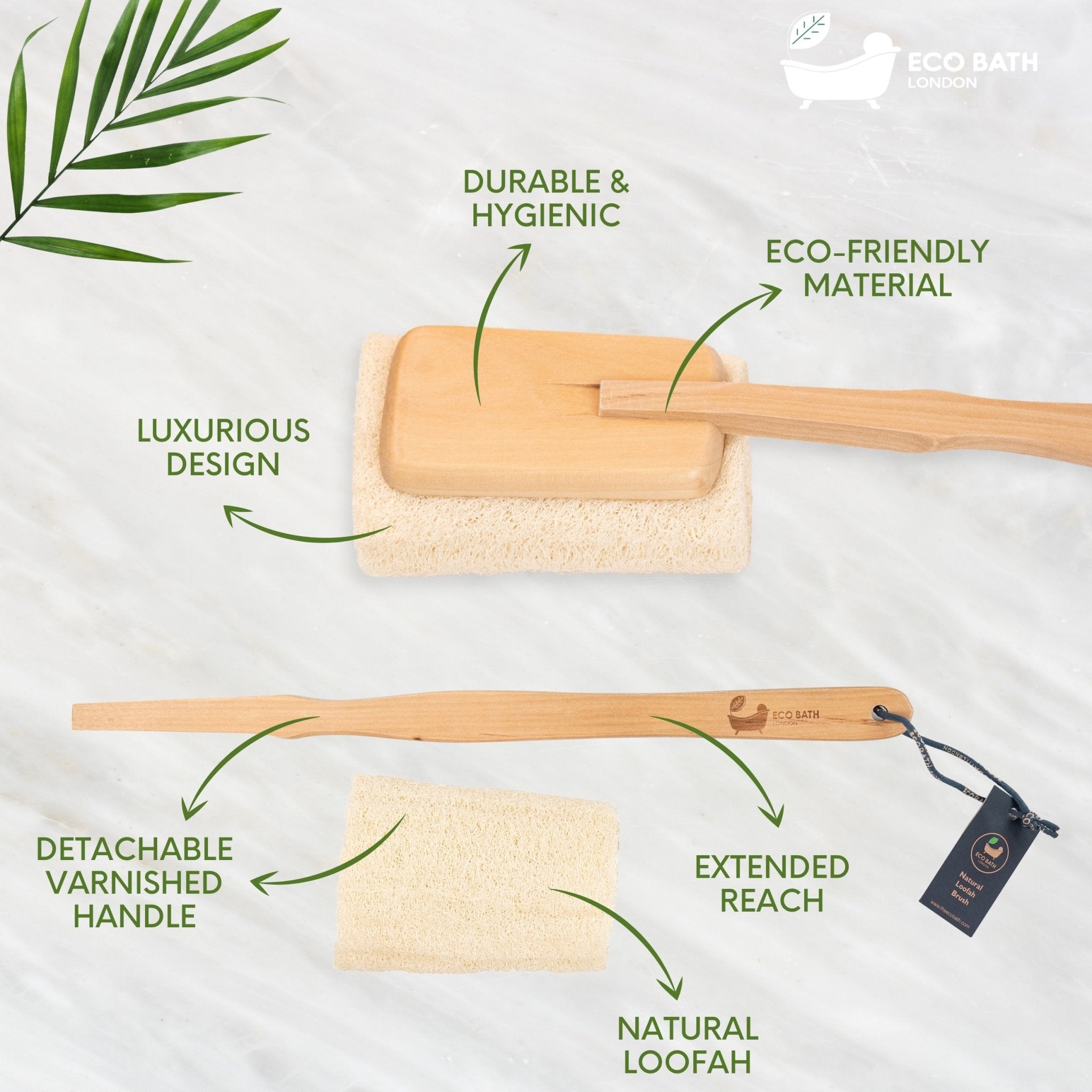 Natural Loofah Brush - Premium Loofah Body Brush with Handle
