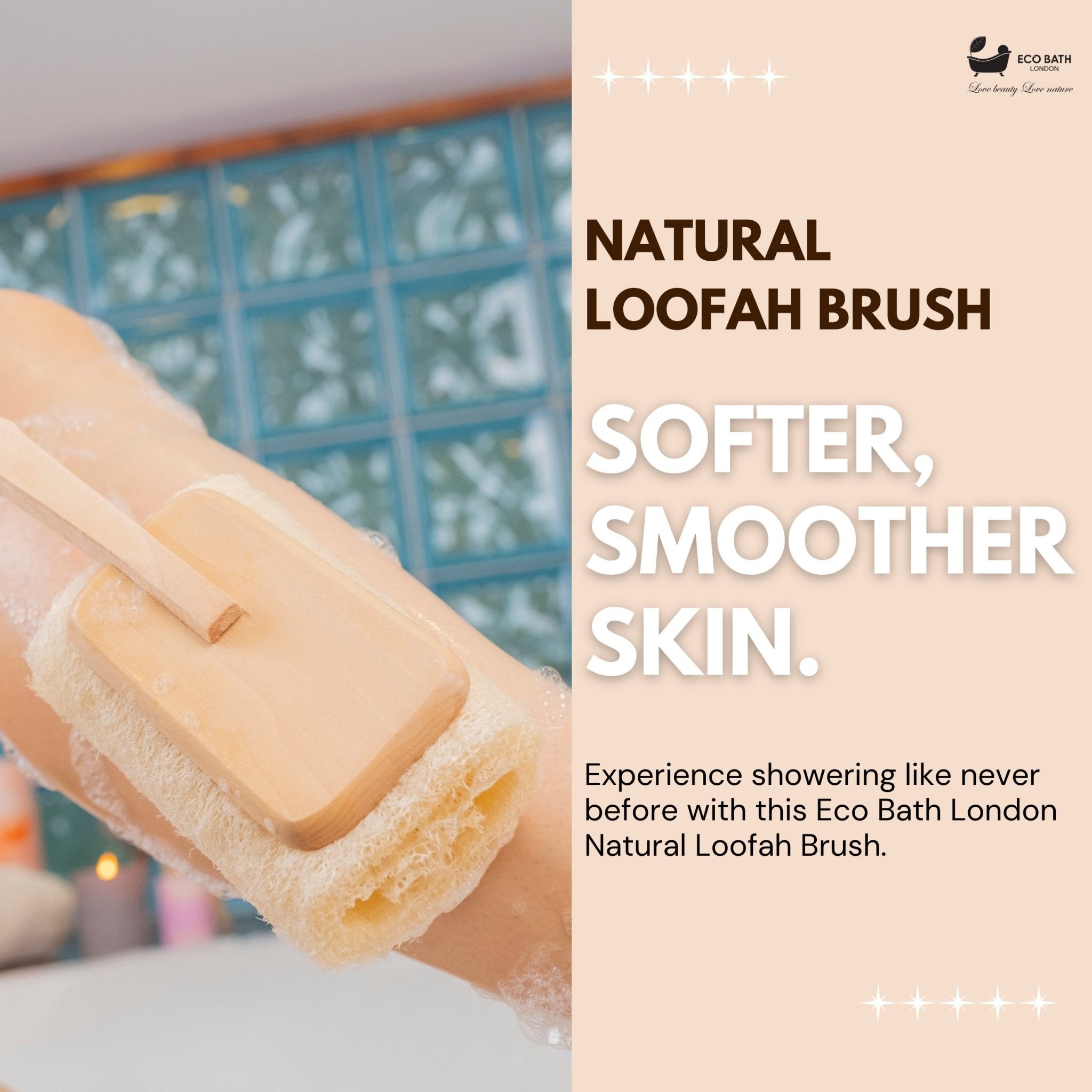 Natural Loofah Brush - Premium Loofah Body Brush with Handle