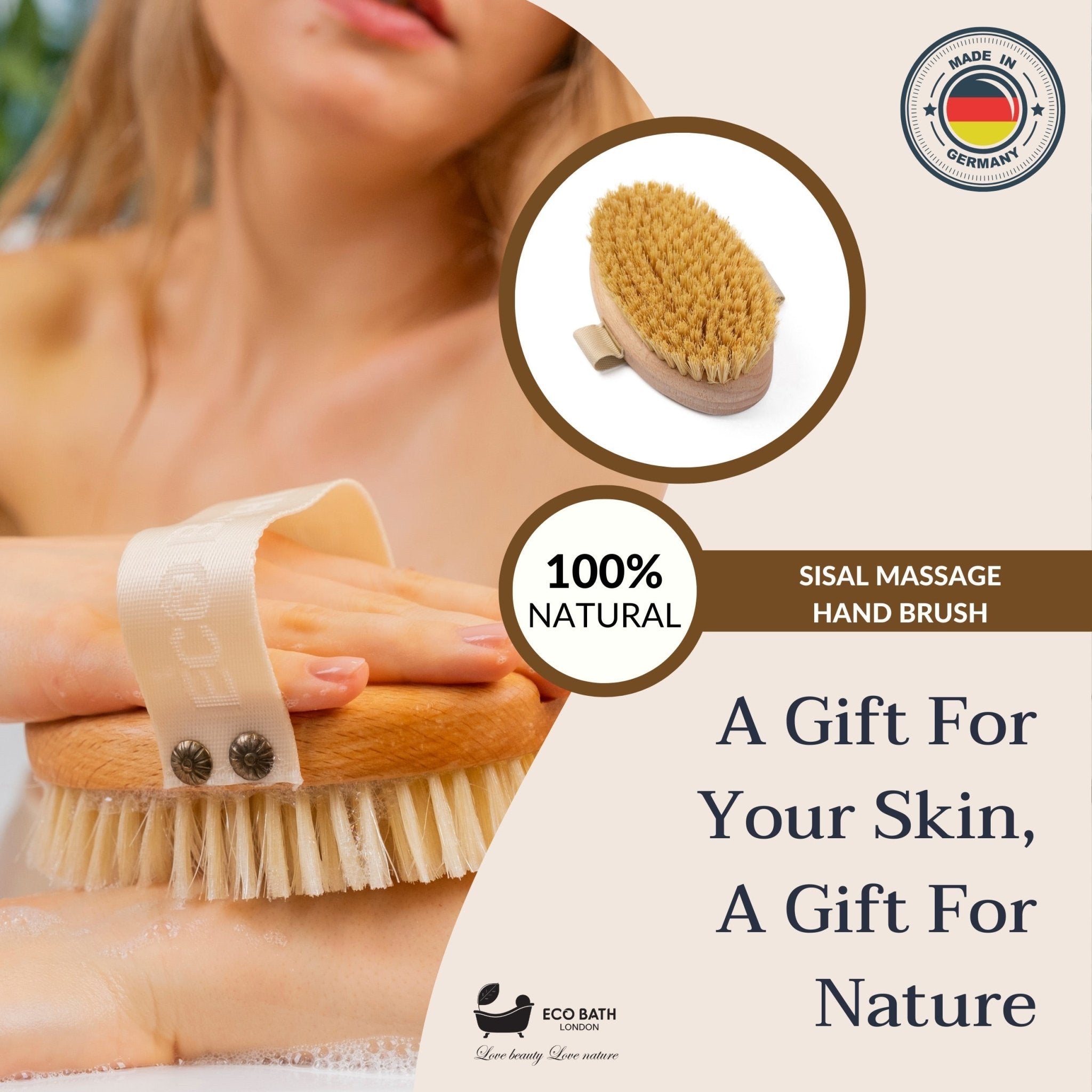 Natural Sisal Massage Hand Brush - Dry Brushing Hand Brush for Exfoliation