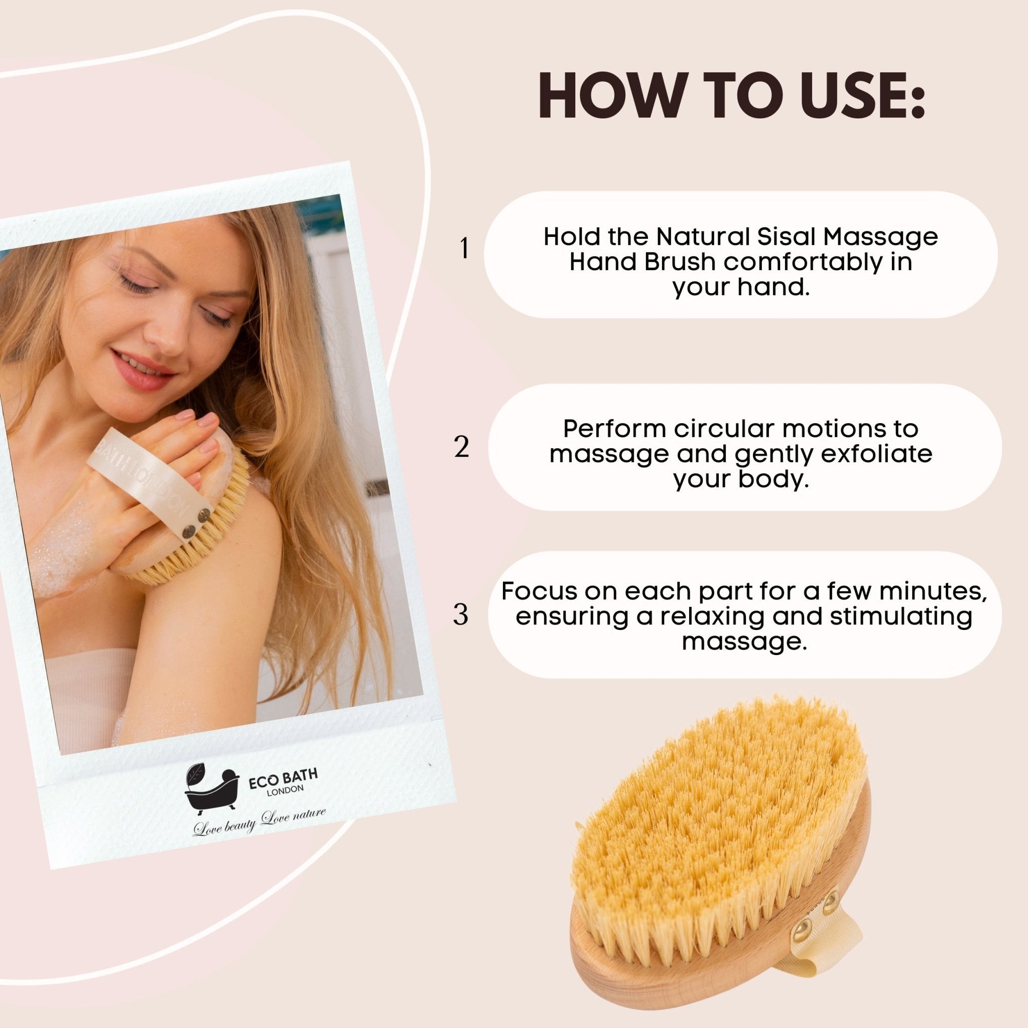 Natural Sisal Massage Hand Brush - Dry Brushing Hand Brush for Exfoliation