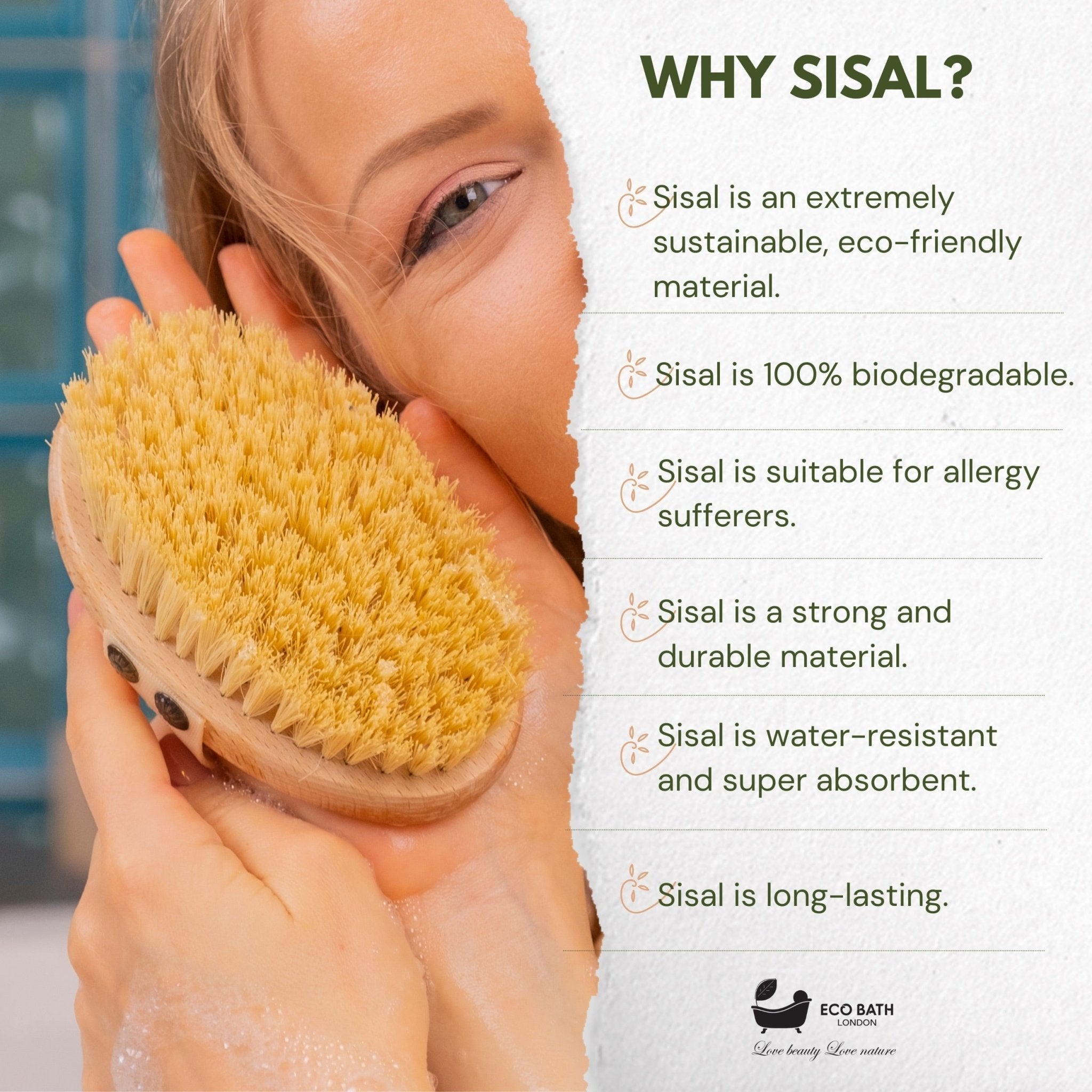 Natural Sisal Massage Hand Brush - Dry Brushing Hand Brush for Exfoliation
