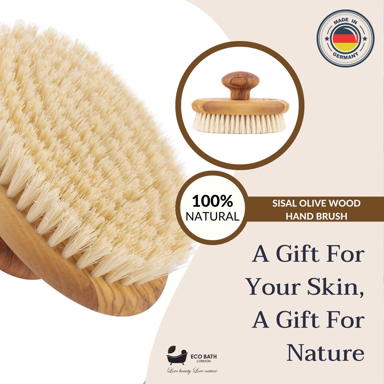 Natural Sisal Olive Wood Hand Brush - Premium Olive Wood Sisal Hand Brush