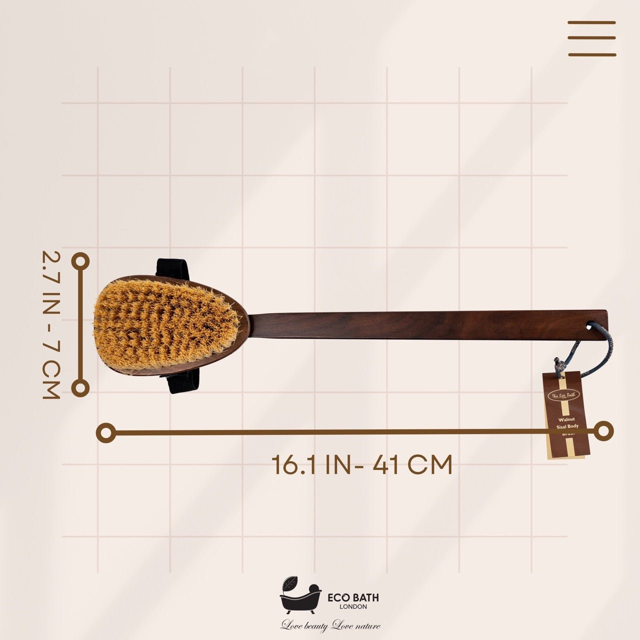 Natural Sisal Walnut Wood Body Brush