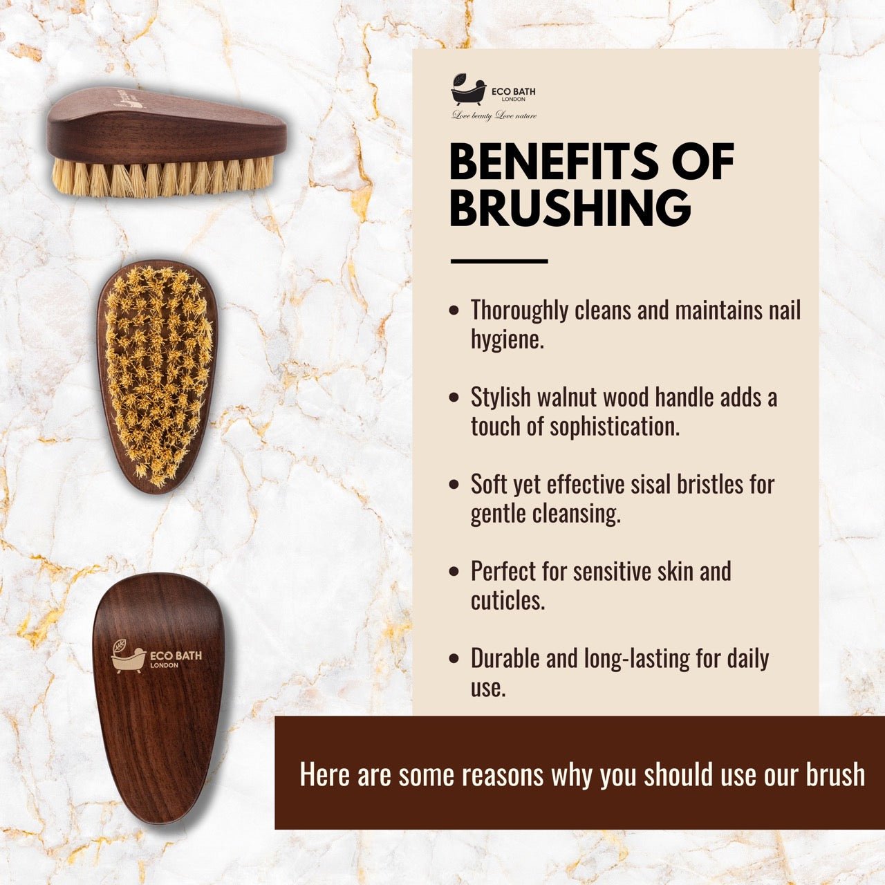 Natural Sisal Walnut Wood Nail Brush
