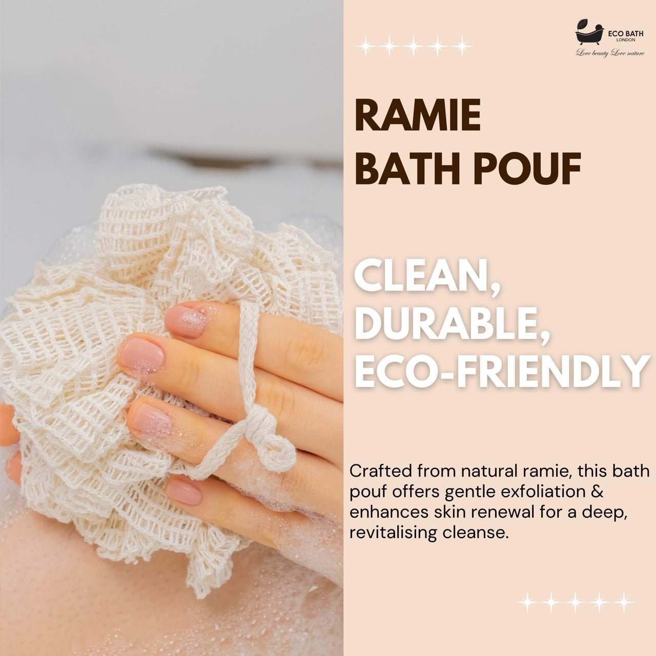 Ramie Bath Puff - Soft Body Scrubber Bath Sponge