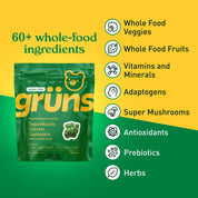 Grüns Adult Sugar-Free Super Greens Gummies – Multivitamin with 60+ Ingredients, 28 Daily Packets