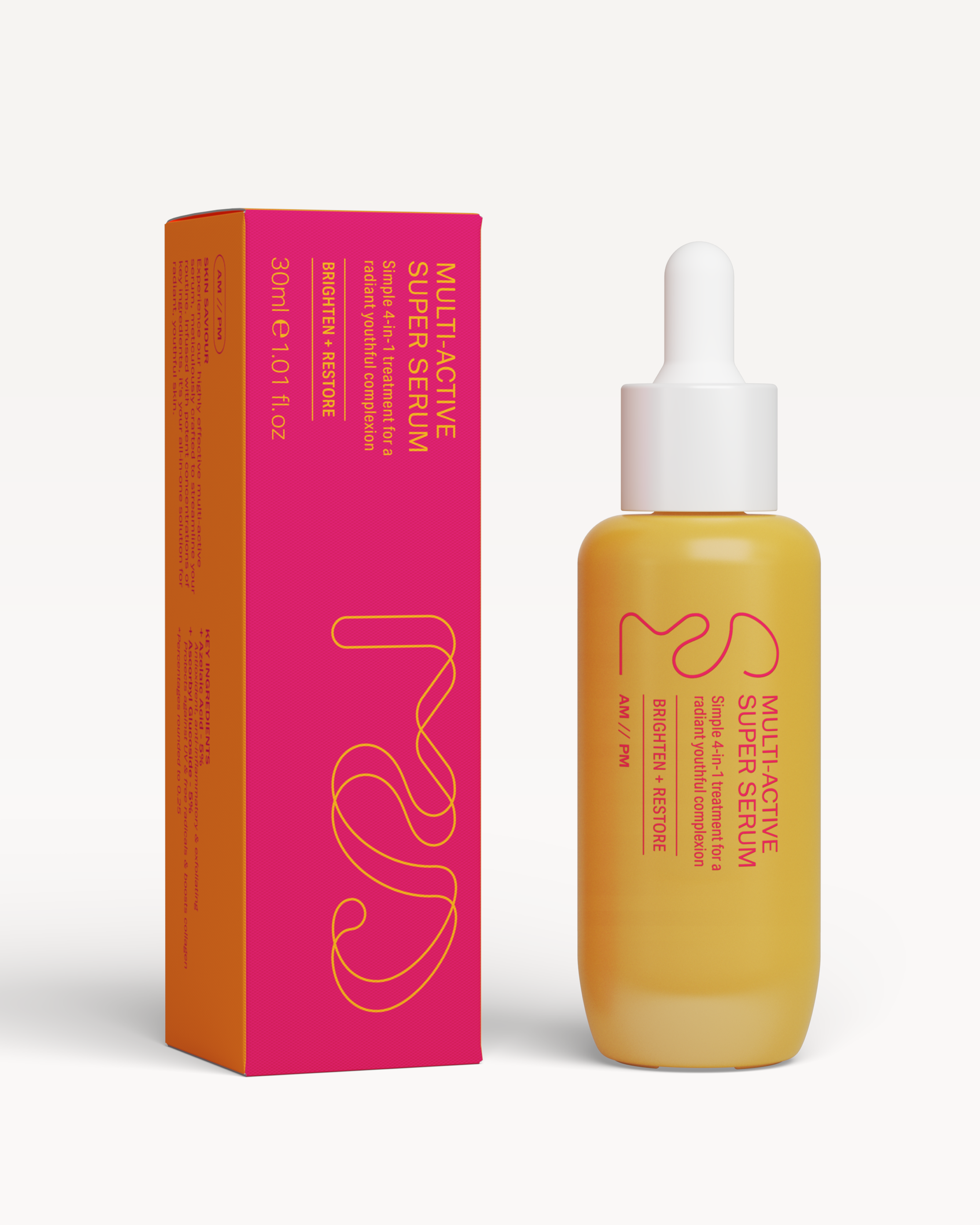 30ml multi-active super serum designed to streamline skincare routines while delivering hydration, brightness, and smoother-looking skin.