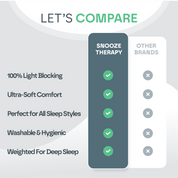 Comparison chart of Snooze Therapy with other brands on a gray background