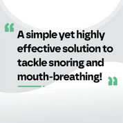Text on a white background about a solution for snoring and mouth-breathing.