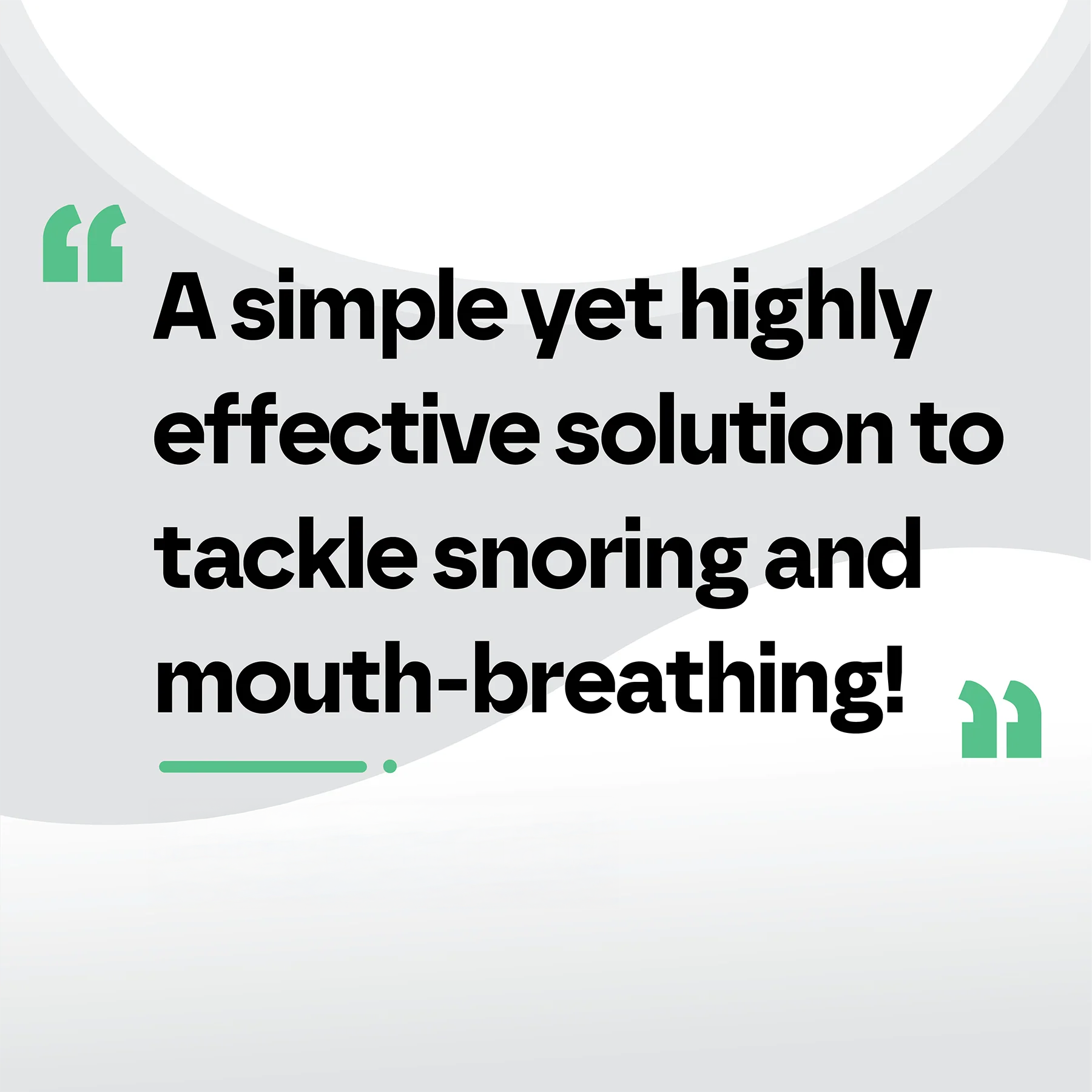 Text on a white background about a solution for snoring and mouth-breathing.