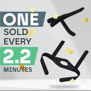 Black car wipers with text 'One sold every 2.2 minutes' on a white background