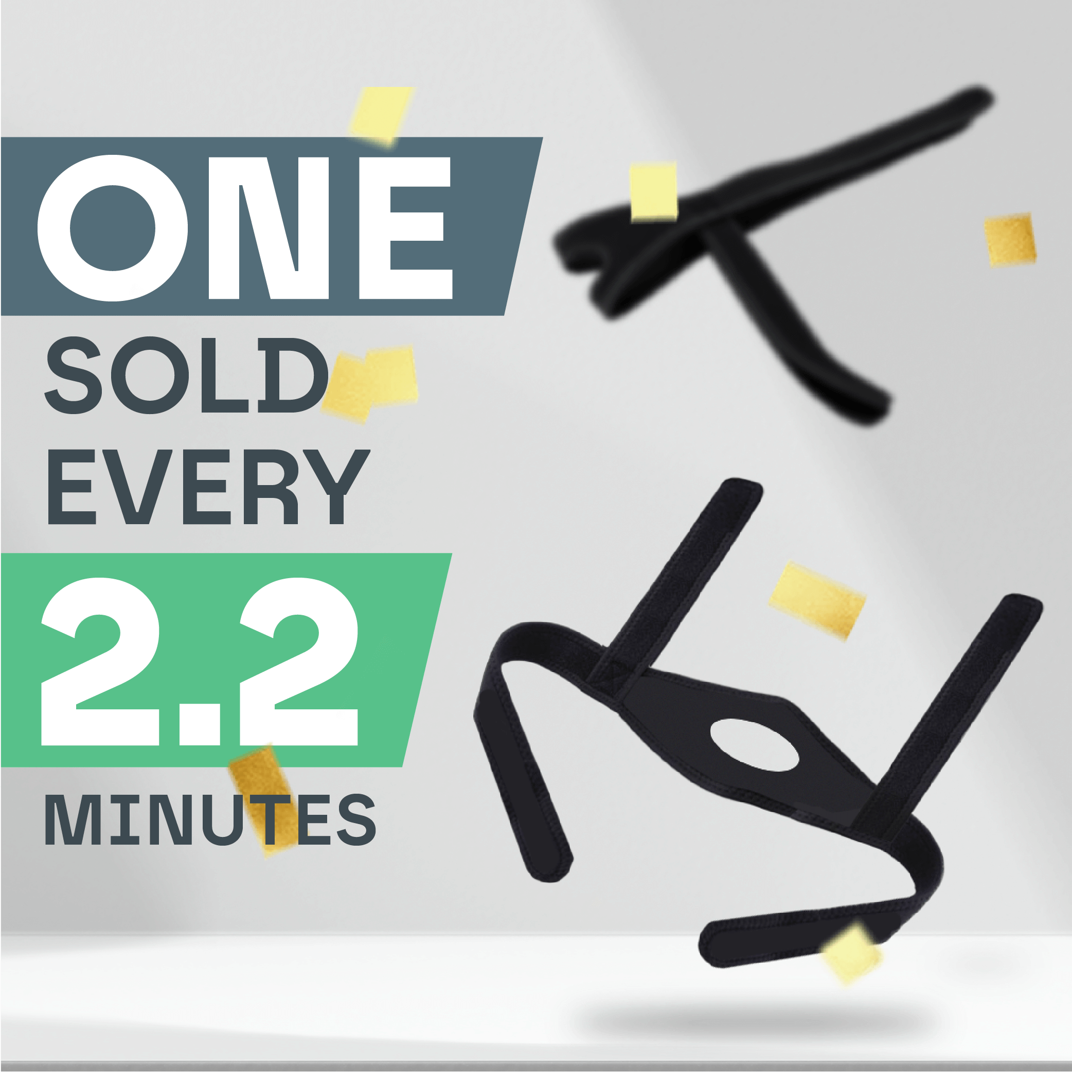 Black car wipers with text 'One sold every 2.2 minutes' on a white background