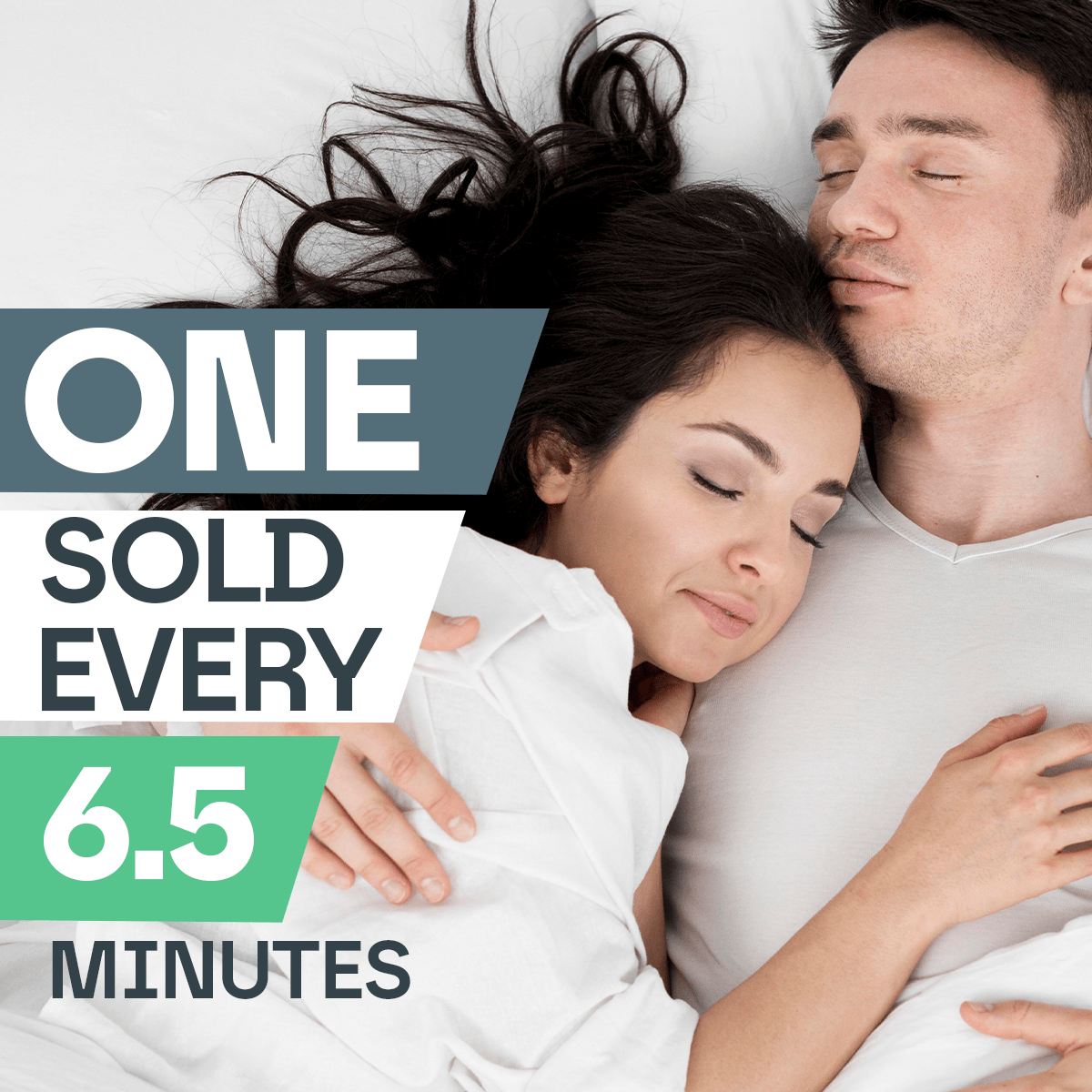 Couple lying down together with text overlay about suicide statistics.