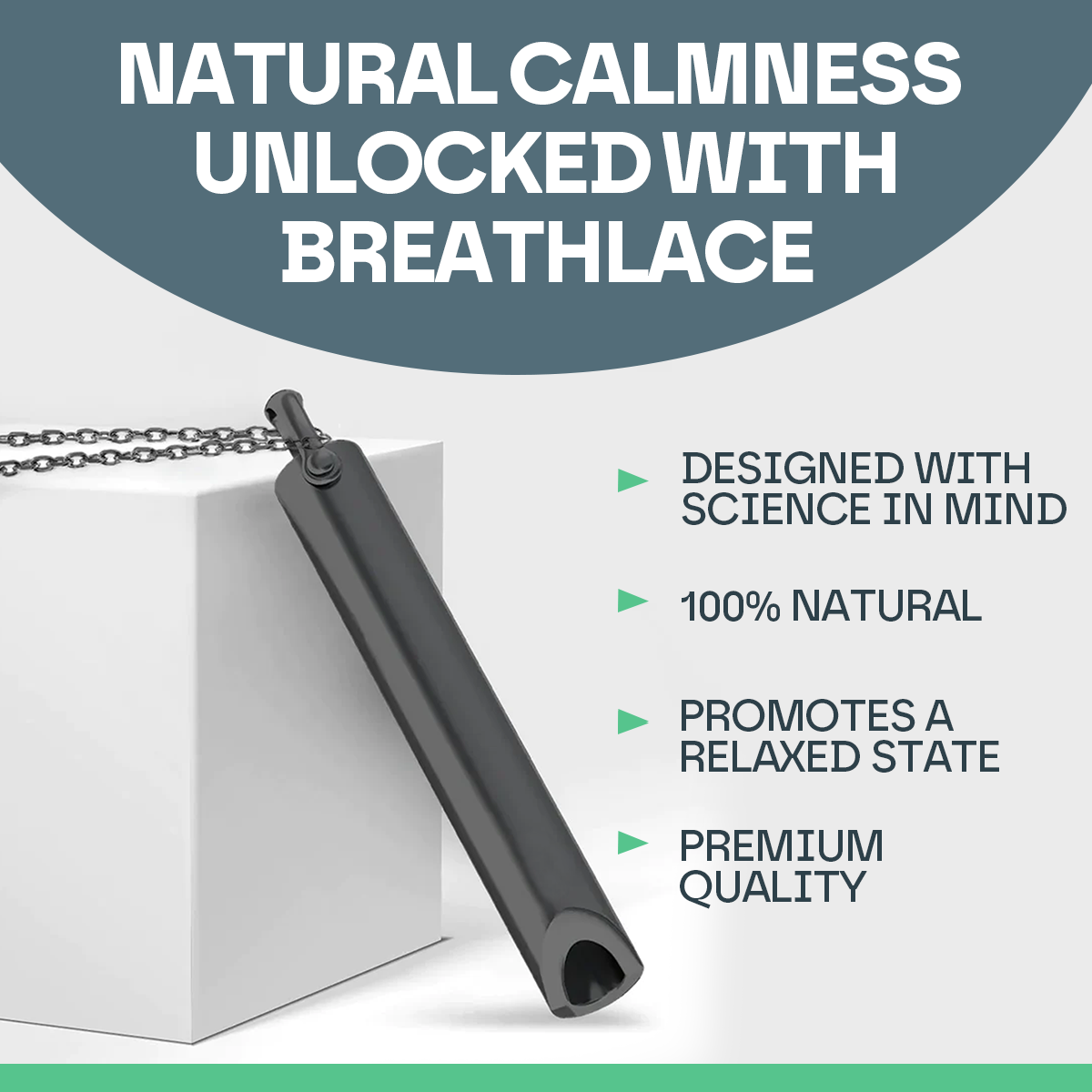Breathlace product with text highlighting its features on a white background