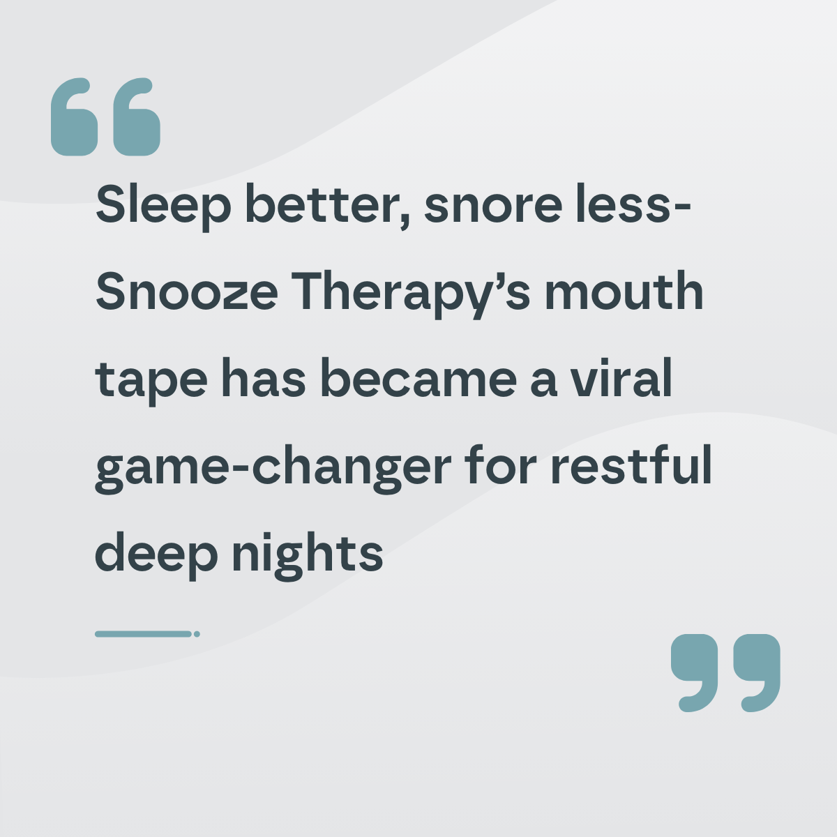 Advertisement for Snooze Therapy mouth tape with text on a light gray background
