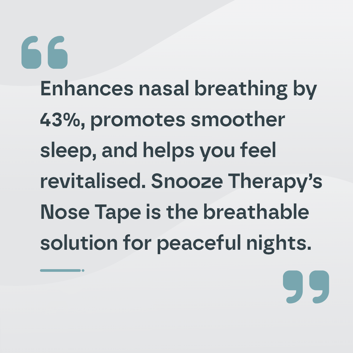 Text describing the benefits of Snooze Therapy's Nose Tape on nasal breathing and sleep quality.