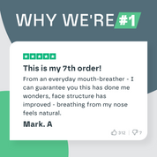 Product review with five-star rating and text on a green and gray background