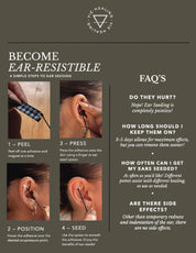 Semillas auriculares de oro 24K Vie Healing – Kit con tabla de semillas para acupresión (20 piezas)