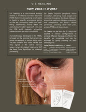 Semillas auriculares de oro 24K Vie Healing – Kit con tabla de semillas para acupresión (20 piezas)