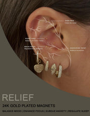 Semillas auriculares de oro 24K Vie Healing – Kit con tabla de semillas para acupresión (20 piezas)